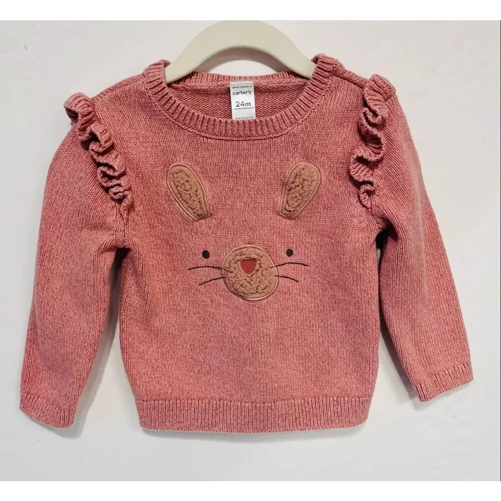 Carter’s Ruffled Bunny Sweater Girls Size 24 Months